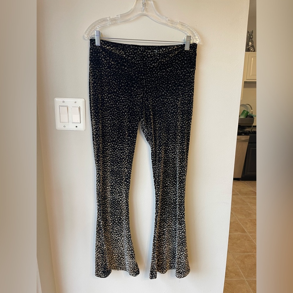 Warrior Within Velvet Animal Print Bell Bottoms size M
